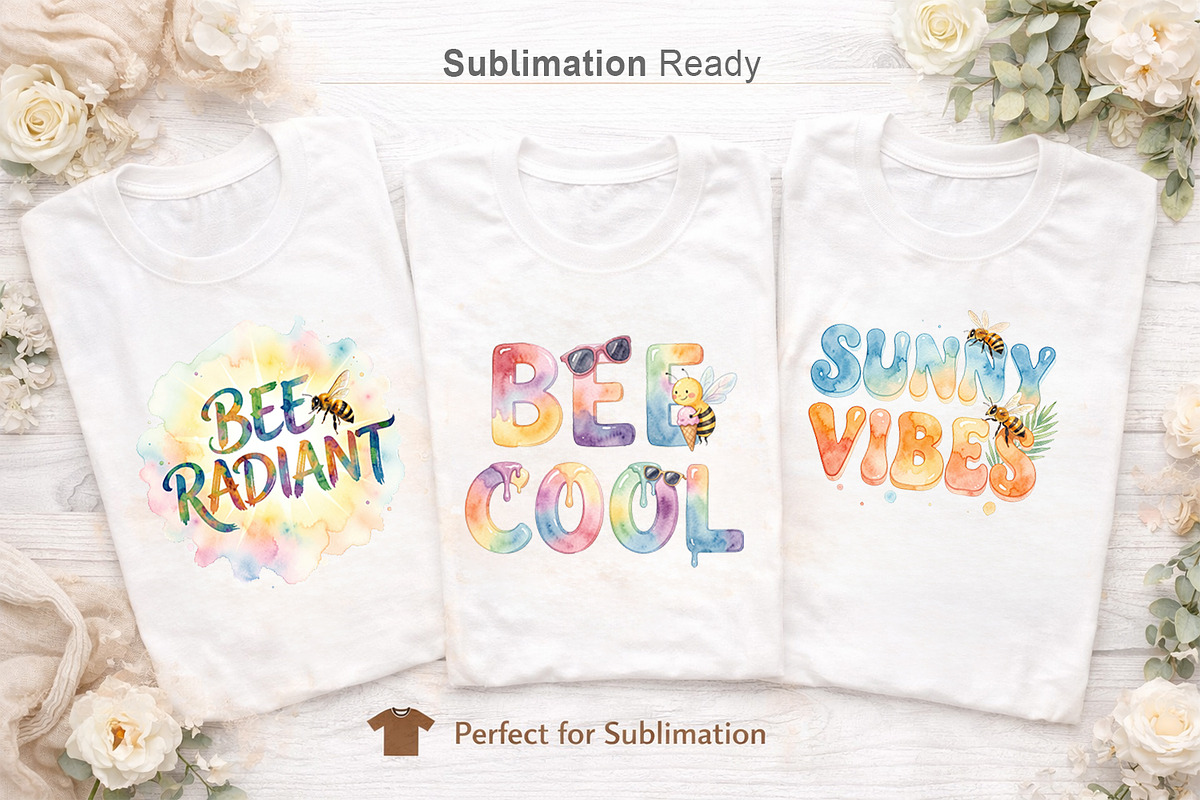 Summer Bee Watercolor Sublimation, an Illustration by Artnoy (Photo 5 of 8)