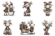 Funny Christmas Reindeer Clipart, an Illustration by designcity5 (Thumbnail 2 of 5)