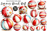 Whimsical Summer Beach Ball Clipart, an Illustration by OK Design (Thumbnail 1 of 6)