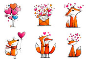 Quirky Valentine Fox Clipart, an Illustration by CreationArt (Thumbnail 5 of 7)