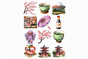 Watercolor Japan Clipart, an Illustration by Libby Wishes (Thumbnail 2 of 5)