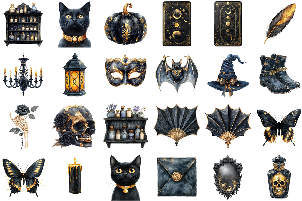 Luxury Black Halloween Clipart, an Illustration by Sublimation Artist (Photo 2 of 6)