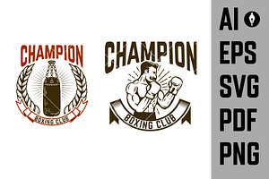 Set Of Boxing Club Emblems SVG