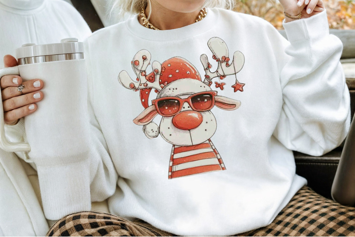 Quirky Funny Christmas Reindeer Clip, an Illustration by Sublimation Artist (Photo 4 of 6)