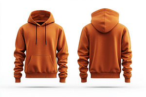 Orange Hoodie Mockup Front and Back, a Beauty & Fashion Photo by Pixeness Studio