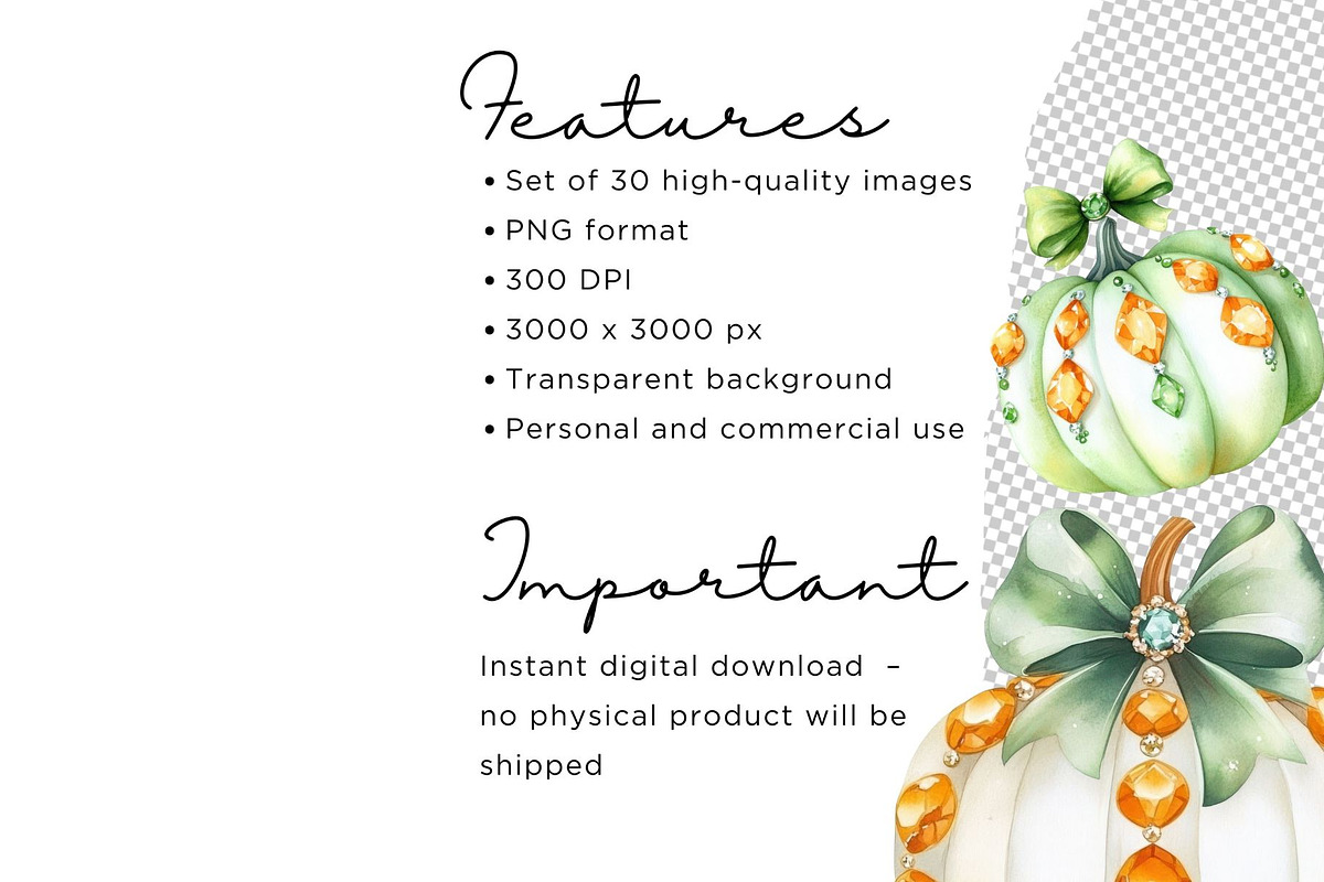 Gem Pumpkin Clipart Bundle, an Illustration by Mashimara (Photo 3 of 4)