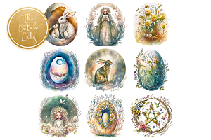 Ostara Wiccan Easter Clipart Set