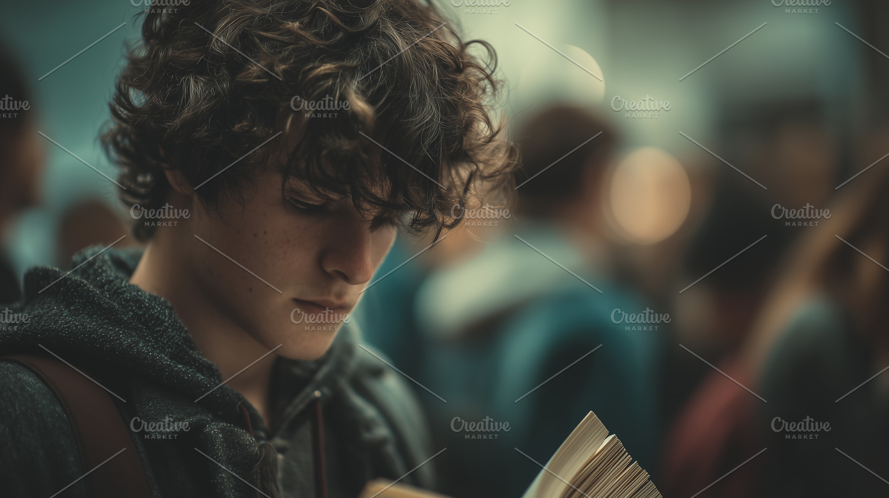 Focused teenage student reads a book, a School & Education Photo by MistyDay