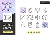 Pillow Feature Line Icons Set, an Outline Icon by Grand Design (Thumbnail 1 of 4)