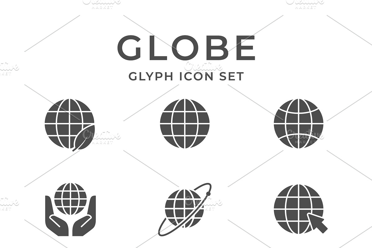 Set glyph icons of globe, a Solid Icon by motorama (Photo 1 of 2)