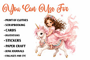 Princess and Unicorn Watercolor, a Seasonal Illustration by CreationArt (Thumbnail 6 of 8)