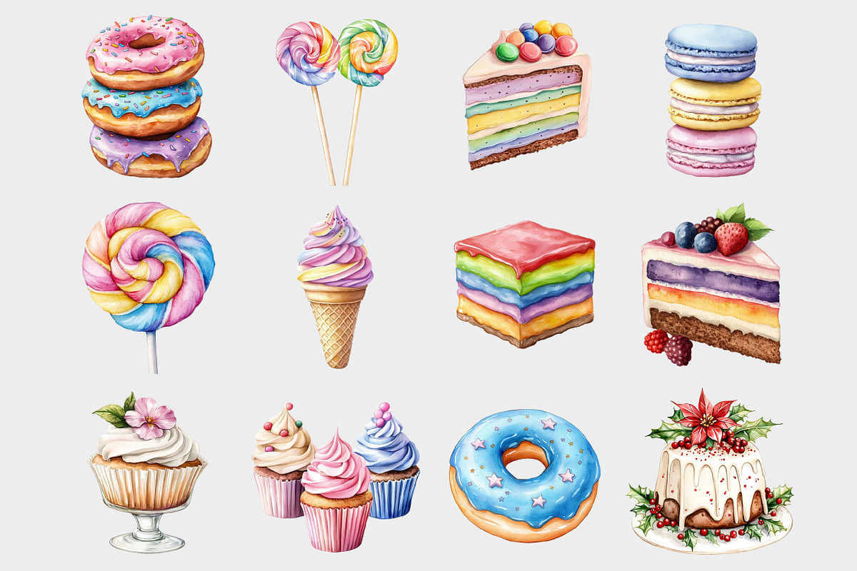 Watercolor Sweets Candy Clipart, a Seasonal Illustration by Design Market (Photo 2 of 5)