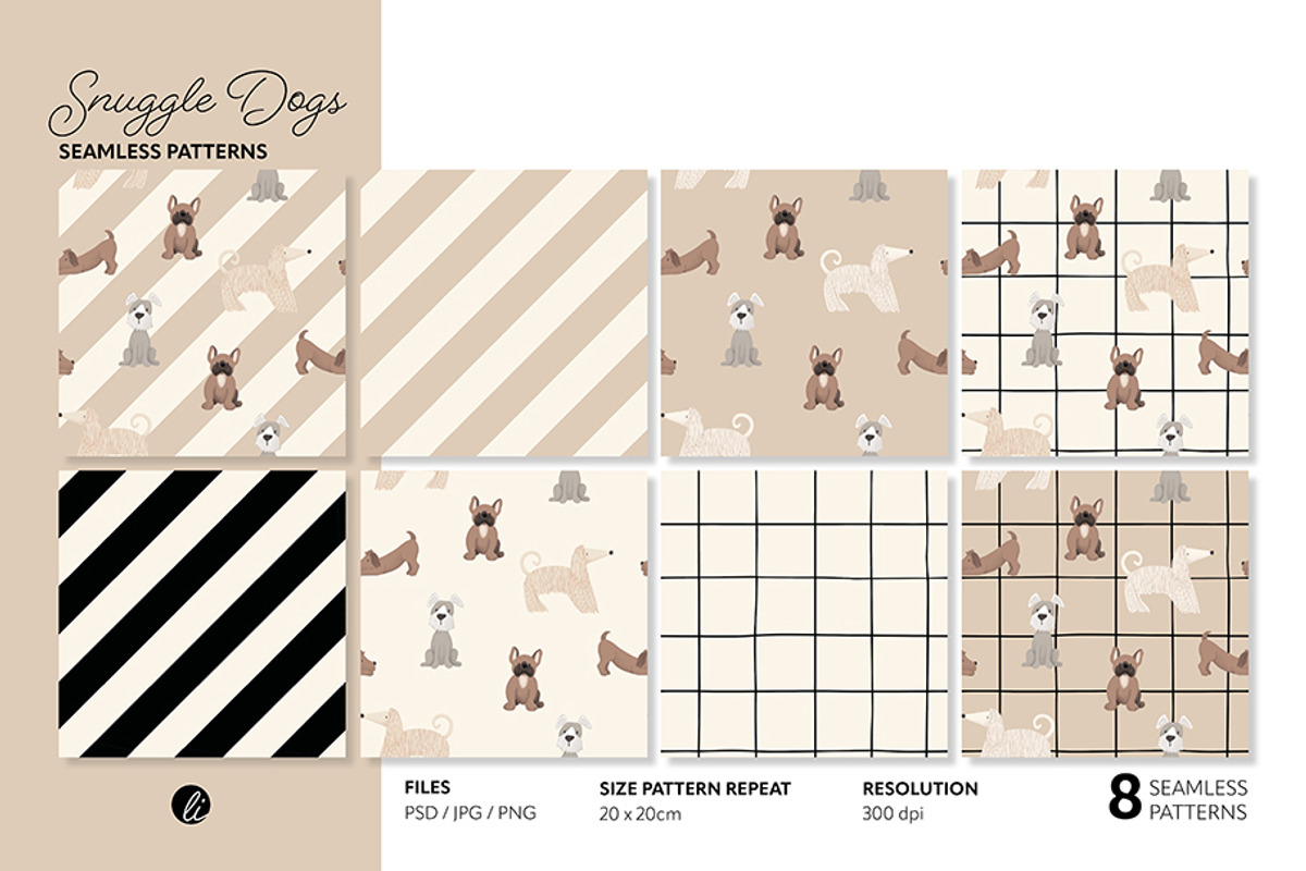 Snuggle Dogs AW Pattern Set, an Animal Illustration by Andrea Liesert (Photo 2 of 8)
