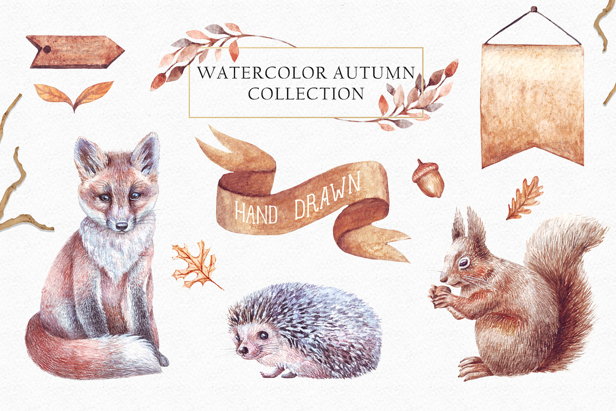 Watercolor autumn set, an Object Graphic by Holovei (Photo 1 of 6)