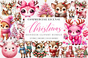 Watercolor Cute Pink Reindeer Clipar, an Illustration by SinaCreation (Thumbnail 1 of 7)