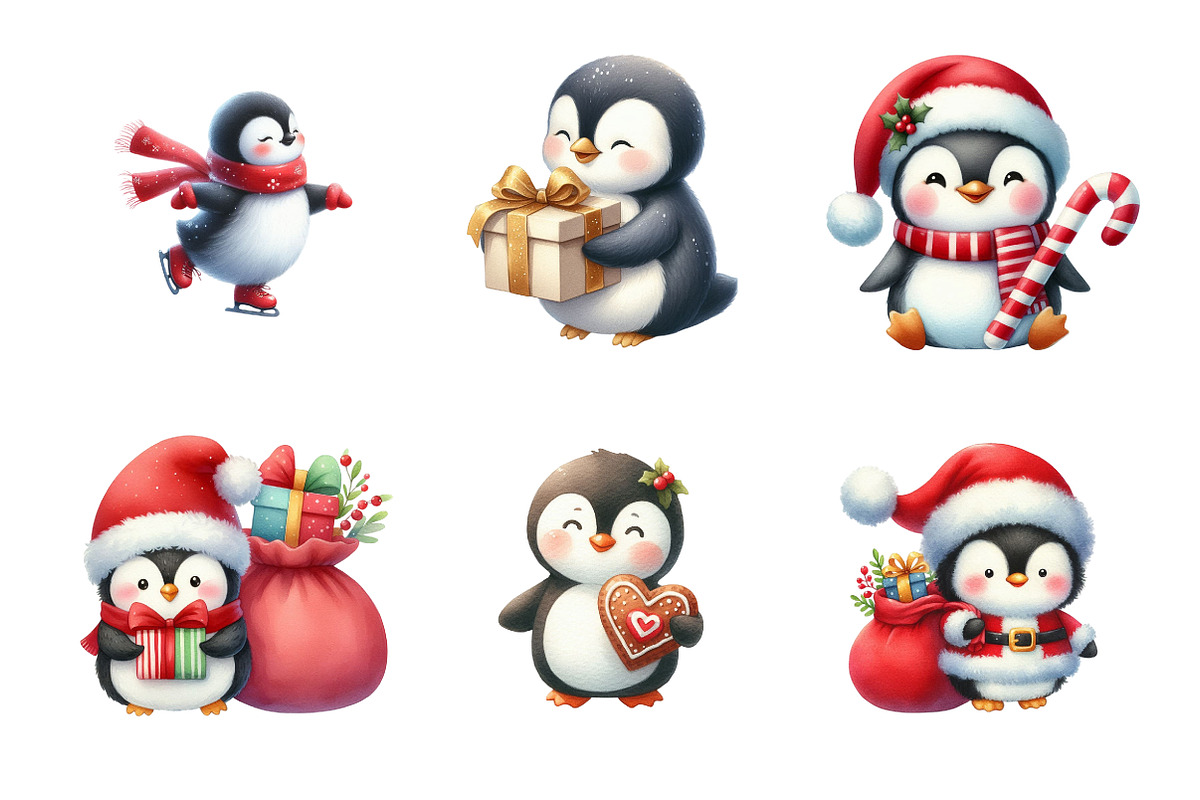 Winter Holiday Penguin Clipart, an Illustration by Design Market (Photo 5 of 5)