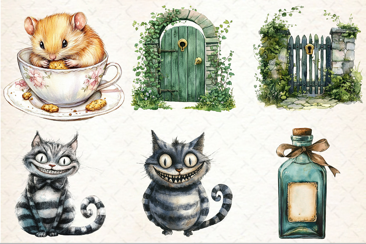 Vintage Alice in Wonderland Clipart, an Illustration by Rose Art (Photo 3 of 7)