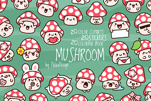 Cute Kawaii Fly Agaric Mushroom, a Seasonal Illustration by Palau