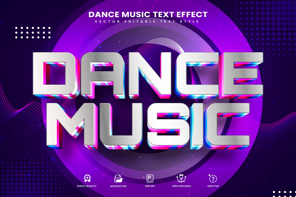 Dance Music Editable Text Effect, a Layer Style Add-On by Niestart Creation (Photo 1 of 2)
