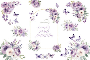 Lilac Lavender Butterflies Clipart