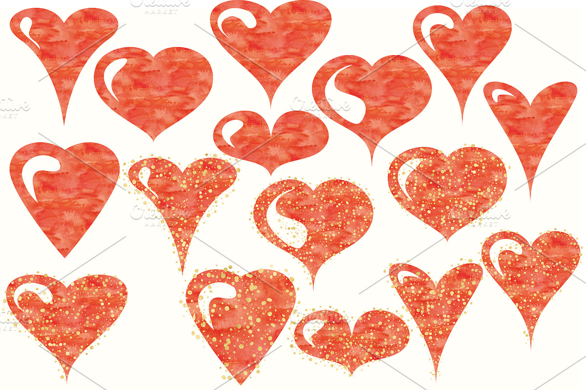Watercolor Hearts Collection 001, an Object Graphic by savanamm design (Photo 4 of 4)