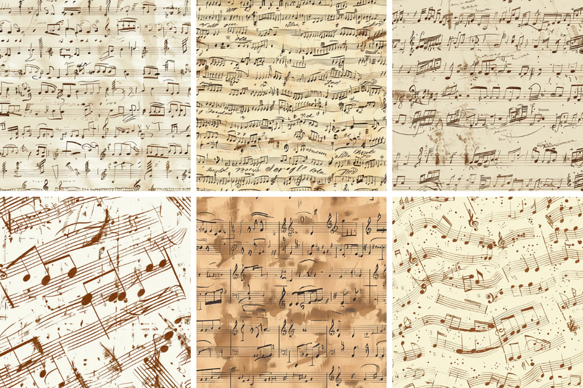 Brown Handwritten Music Patterns