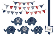 Americana Elephant Clipart & Papers, an Illustration by Amanda Ilkov (Thumbnail 2 of 3)