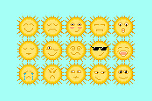 Pixel Art Sunny Emoji, an Emoji Icon by barsrsind