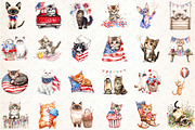 watercolor Cute Cat 4th of july, an Illustration by DreamCafeArt (Thumbnail 2 of 5)