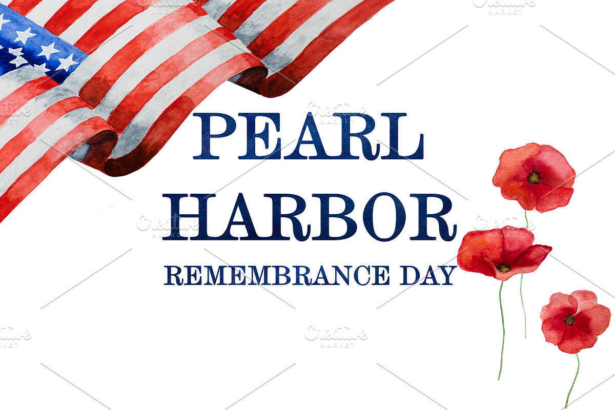 Pearl Harbor Remembrance Day. Greeting inscription. National holiday, an Illustration by Svetlana Barchan