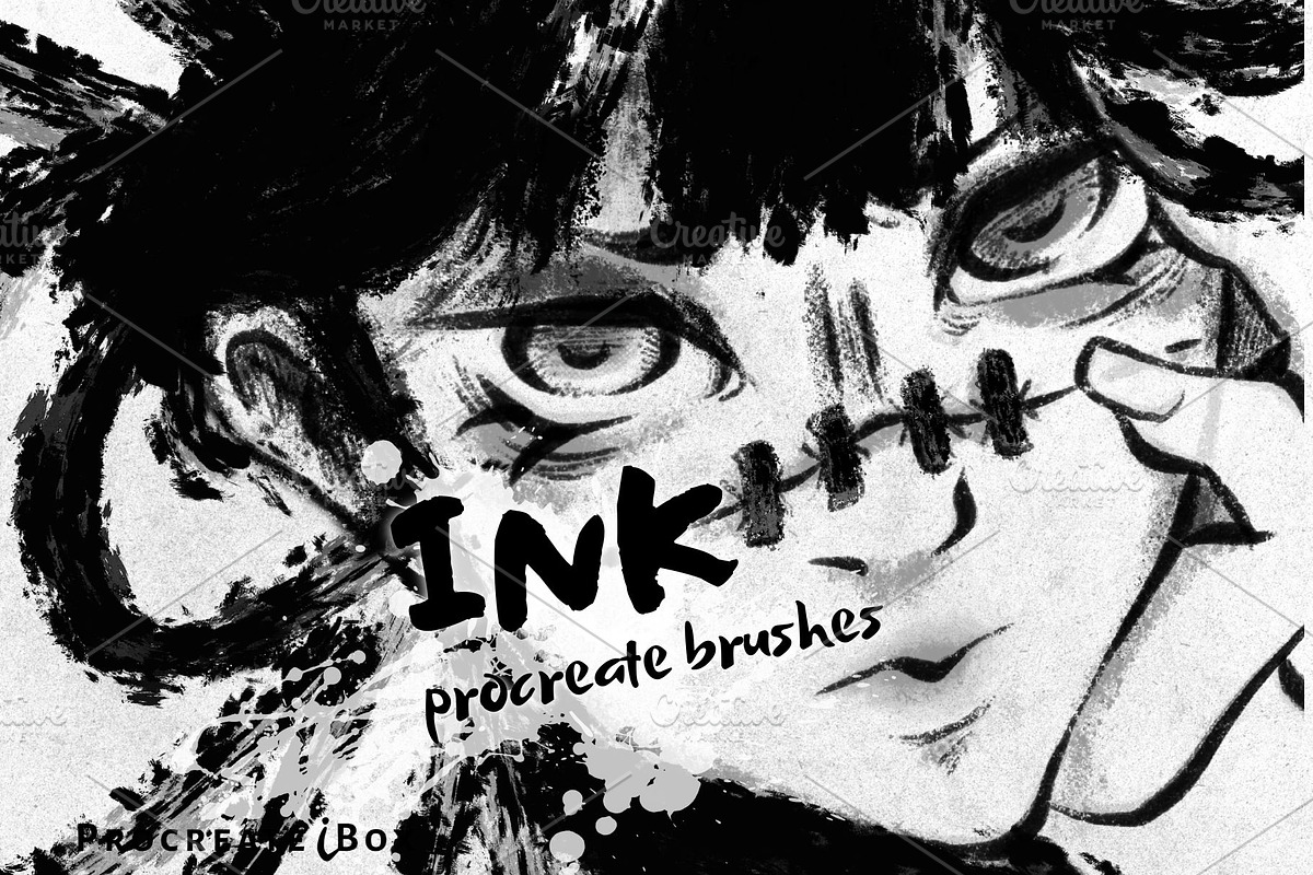 62 Inkflow Procreate ink Brushes, a Brush Add-On by ProcreateiBox (Photo 1 of 10)