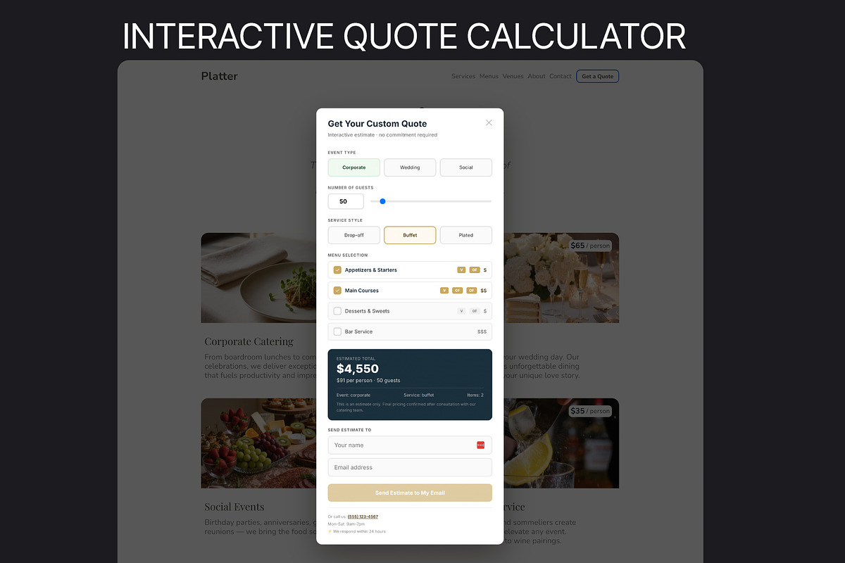Platter Catering Framer Template, a Landing Page Template by vatesdesign (Photo 2 of 4)