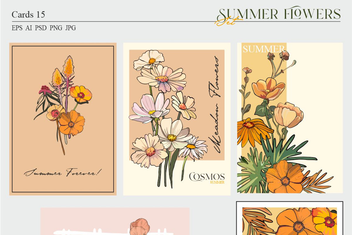 Summer flowers set, a Seasonal Illustration by Collection by VY (Photo 6 of 11)