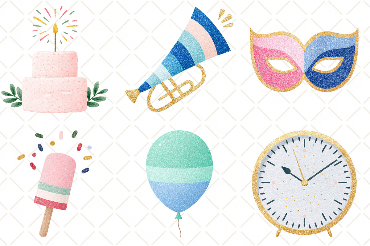 Glitter New Year Clipart, an Illustration by Black Bird Studio (Photo 3 of 6)