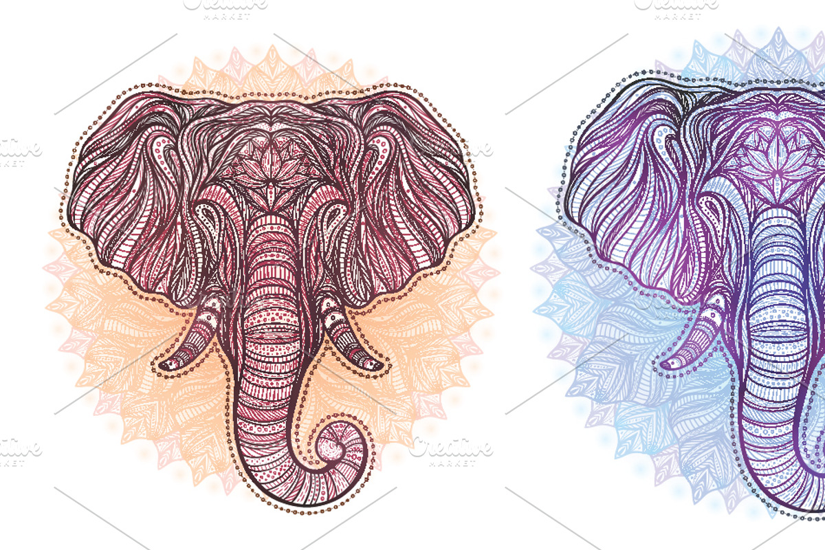 Vector elephant set, an Animal Illustration by IreneArt illustrations (Photo 6 of 8)