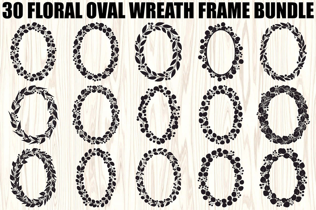 Floral Oval Wreath SVG Bundle, an Illustration by yasushie (Photo 1 of 31)