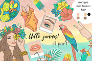 Hello Summer Clipart, an Illustration by GlamArtZhanna (Thumbnail 1 of 4)