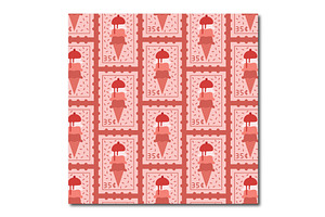 Ice Cream Stamp Seamless Pattern