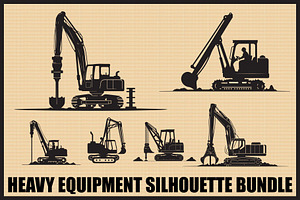 Heavy Equipment Silhouette Bundle, an Illustration by jahid234