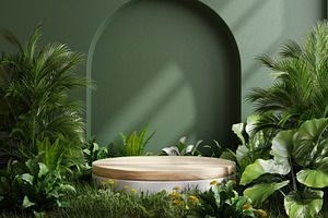 Wooden podium in tropical forest, an Abstract Photo by vanitjan