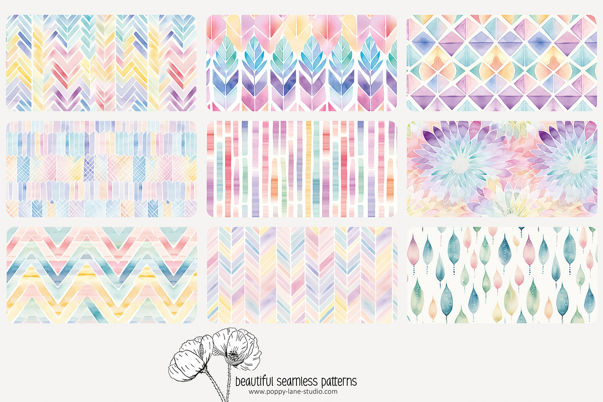 80 pastel geometric seamless pattern, a Pattern Graphic by Poppy Lane Studio (Photo 9 of 11)
