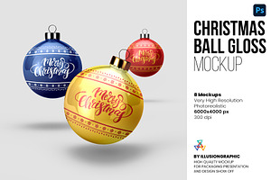 Christmas Ball Gloss Mockup - 8 View