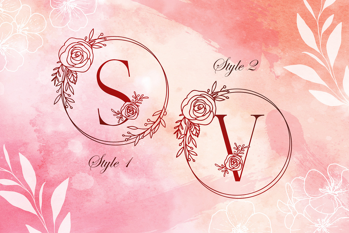 Monogram Handdrawn Rose Font, a Symbol Font by Dm Studio (Photo 2 of 6)