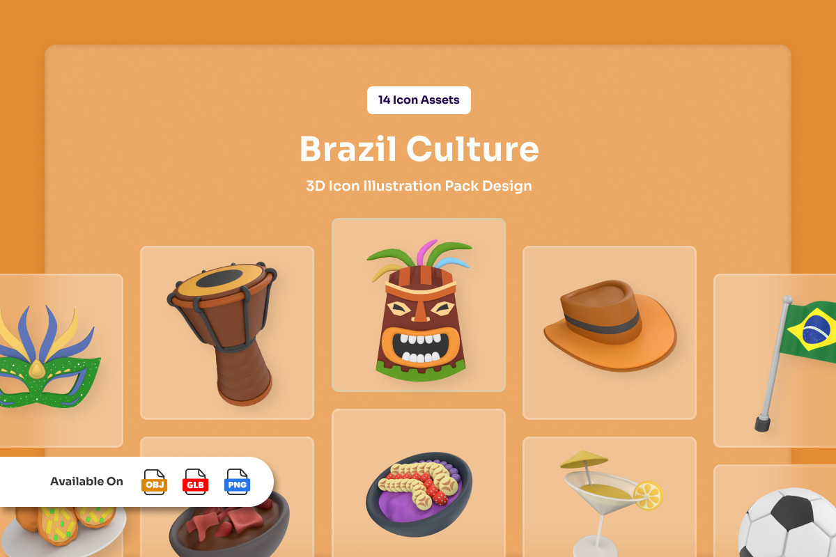Brazil Carnival 3D Icon Set, a Work Illustration by twinstd (Photo 1 of 6)