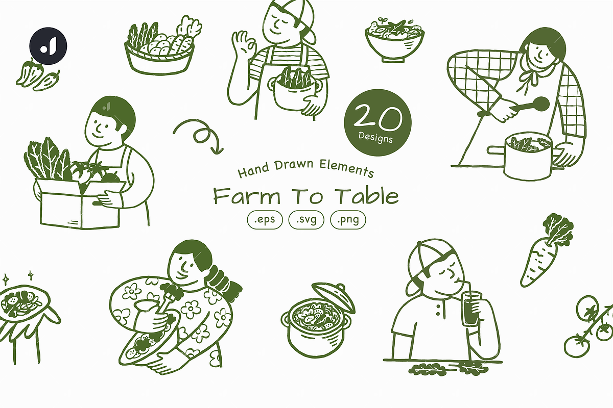 Farm To Table Hand Drawn, an Object Illustration by Jump Studio (Photo 1 of 5)
