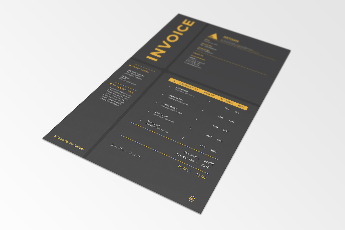 Invoice Template, a Stationery Template by artisanHR
