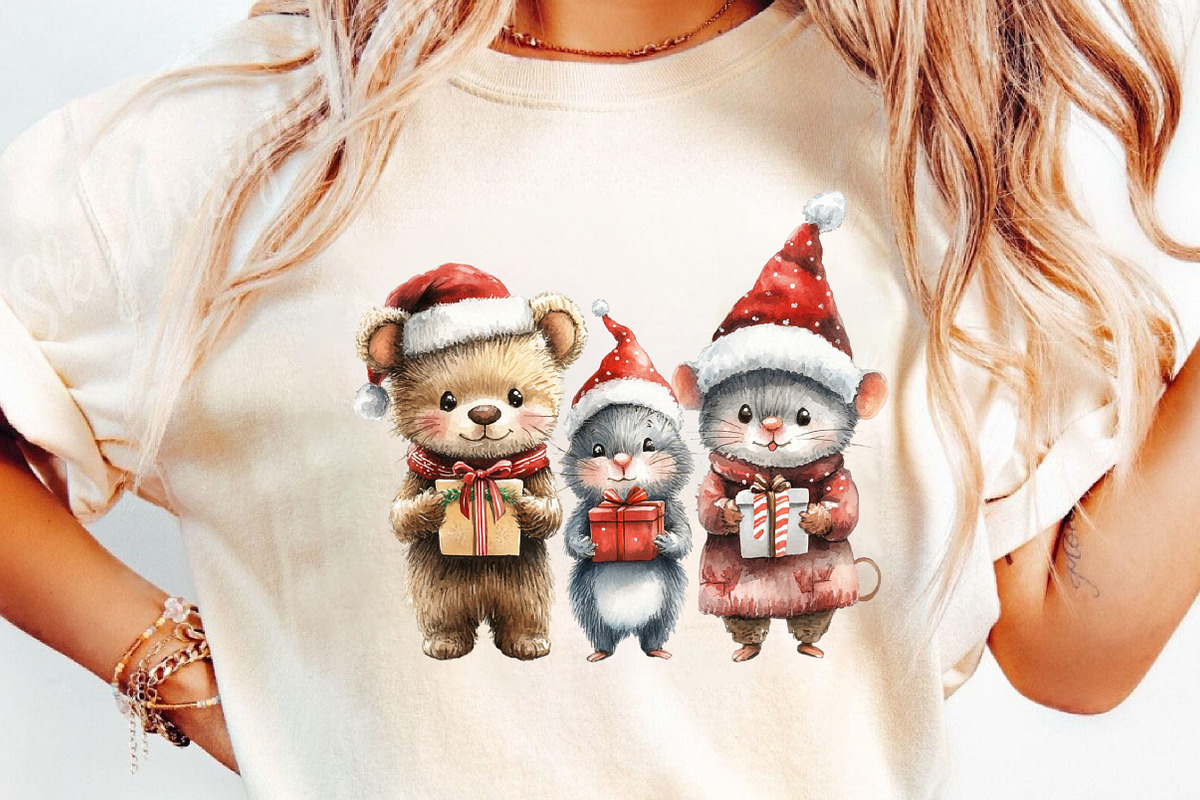Christmas Teddy And Maus Design PNG, an Animal Illustration by DreamCafeArt (Photo 5 of 6)