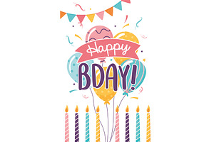 happy bday celebration, an Illustration by studiogstock