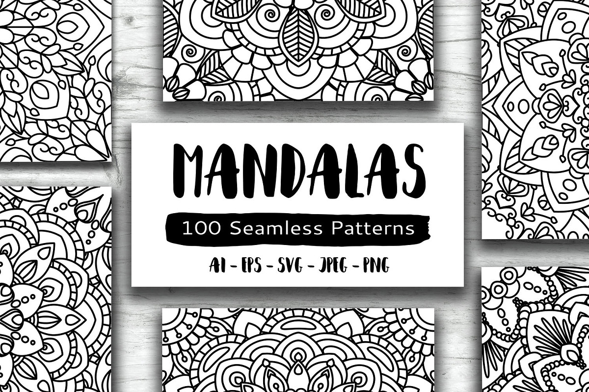 100 Mandalas Seamless Patterns, a Pattern Graphic by Elinorka (Photo 1 of 23)