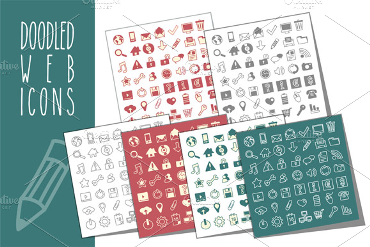 Hand-doodled banners & web icons preview 3
